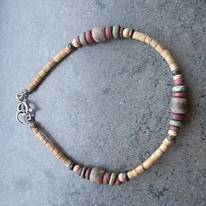 Handmade Wooden Beaded Bracelet in Earth Tones